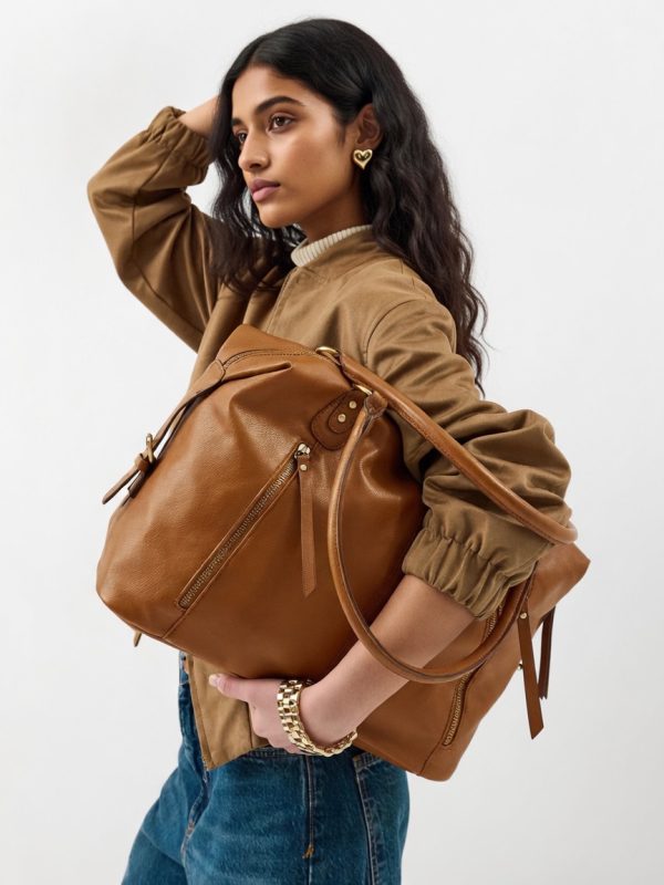 Double zip front shoulder bag